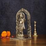 Brass Ram Lalla Idol with Temple Carvings | 8" x 5" x 3" (20.3 x 12.7 x 7.6 cm) | 591g Ayodhya-Inspired Art | Sacred Divine Murti | Premium Collection